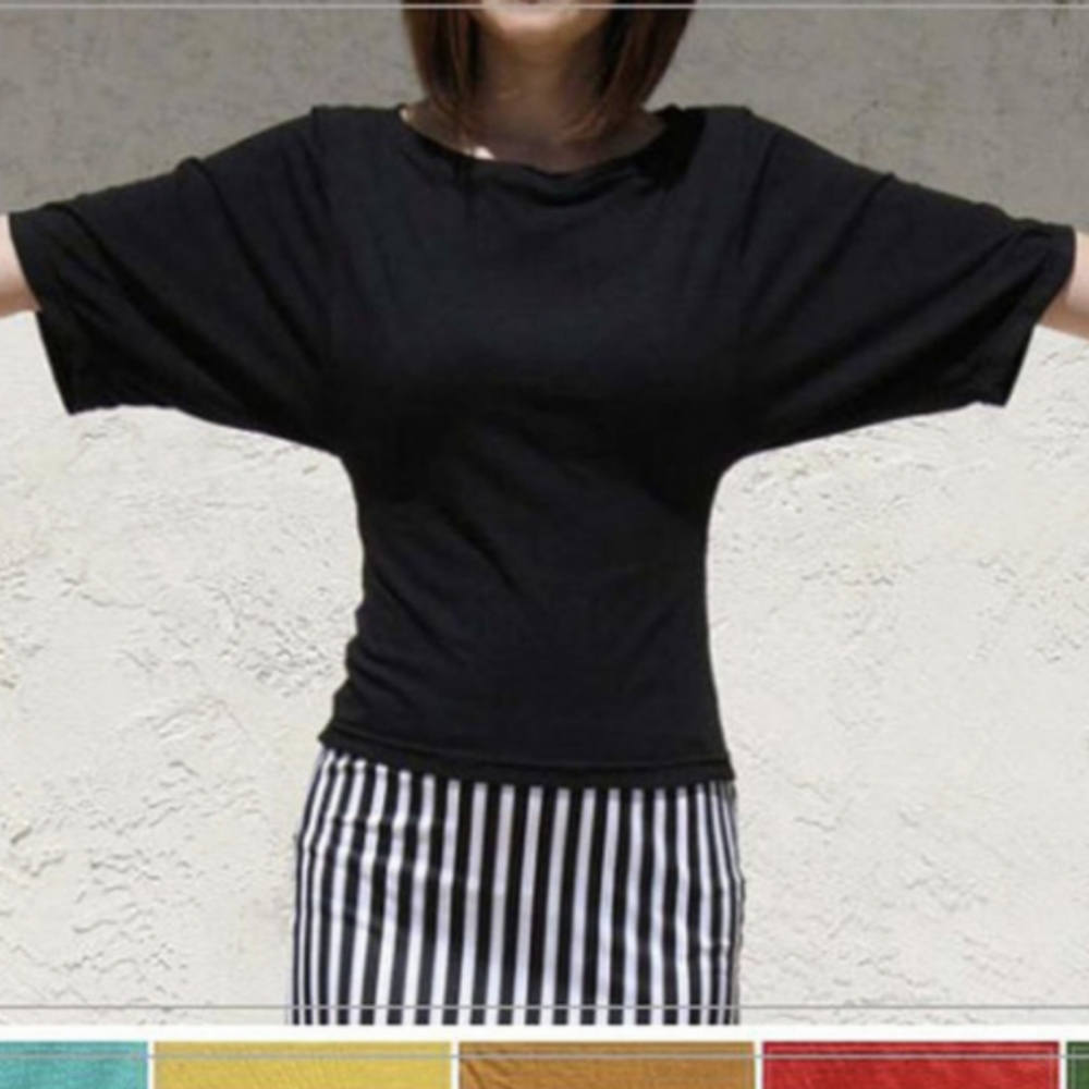 Black Kimono Top with Boat Neck - Picture 3 of 5